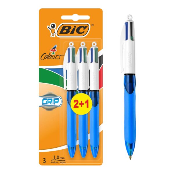 Colours Pens Multicolour Grip - 4 Colours Retractable Ballpoint Pens