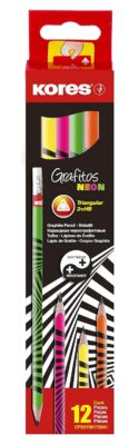 Graphite Pencils Set - Grafitos Neon, HB, Soft, Triangular -