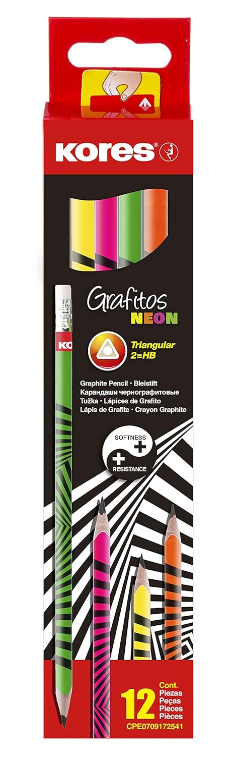 Graphite Pencils Set - Grafitos Neon, HB, Soft, Triangular -