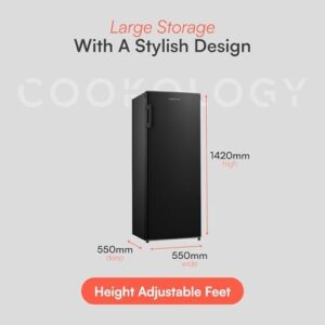 Alternative view of Cookology CTFZ160BK Tall Freestanding Freezer - Upright Freezer with 160 Litre Capacity - 142cm High and 55cm Wide - 5 Large Compartments - Reversible Door - Black  Amazon.co.uk: Large Appliances